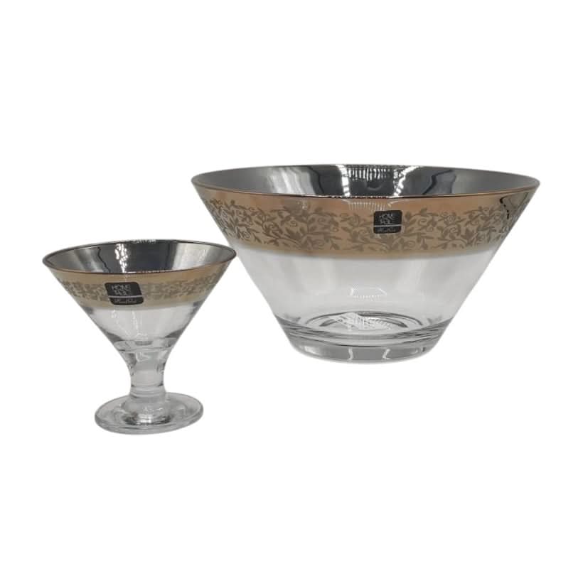 Elegant Venezia Golden Ice Cream Set 7Pc (Glass)