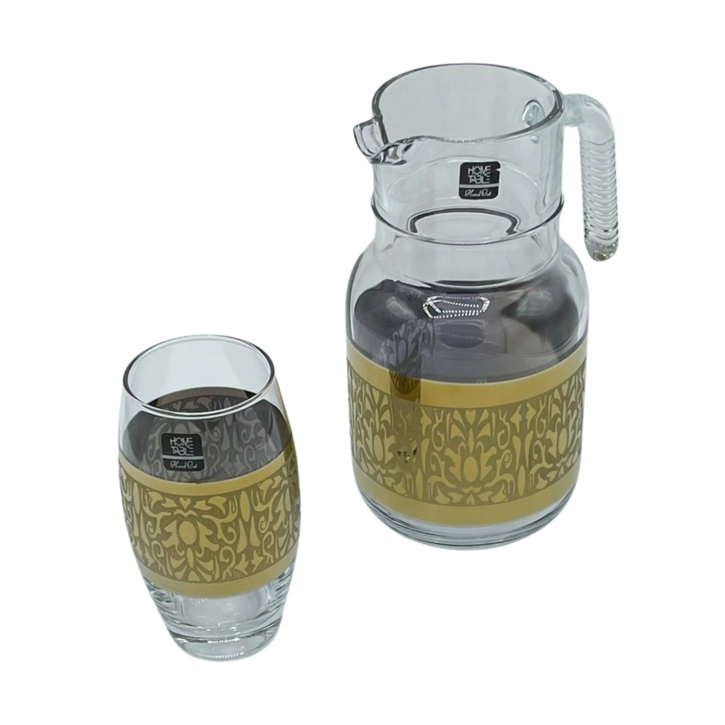 Premium Barrel Golden Carafe Set 7Pc (Glass)