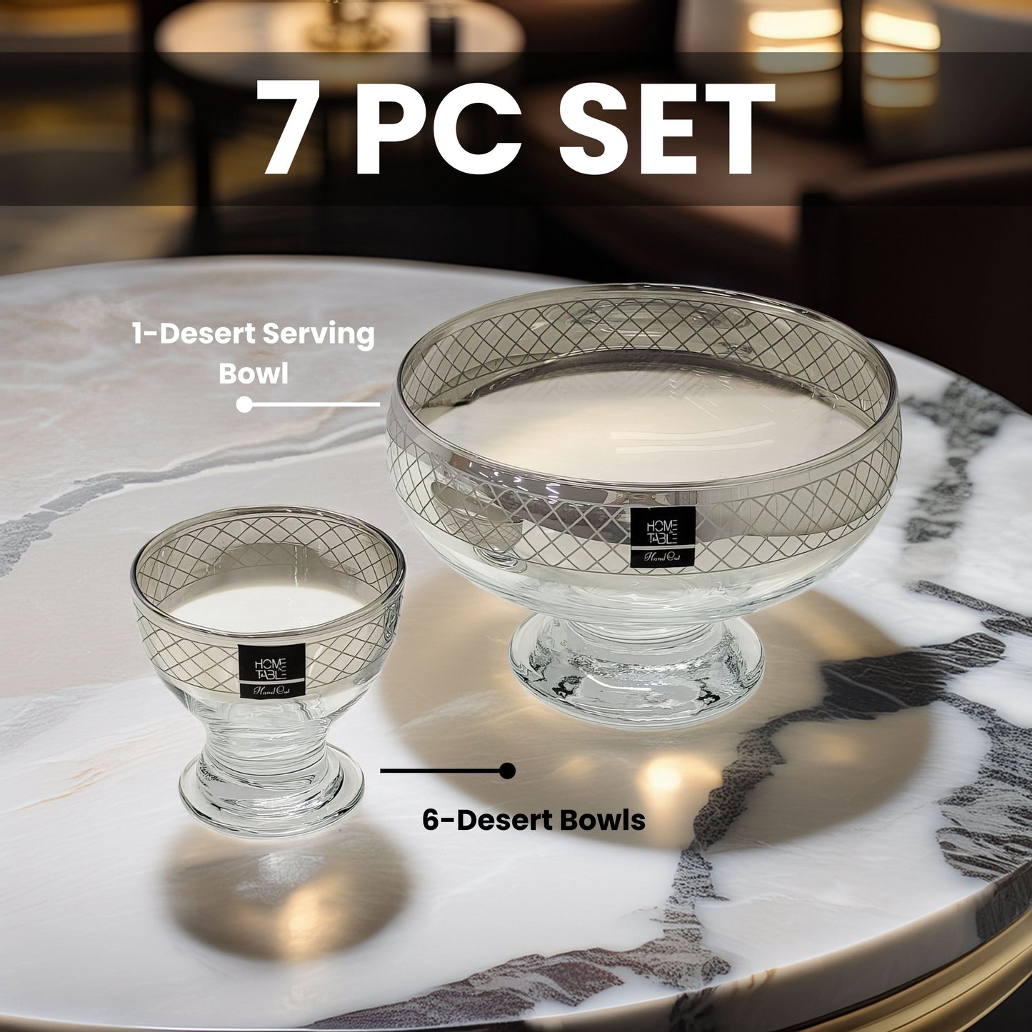 Venezia Silver Mist Ice Cream Set – 7 Pcs