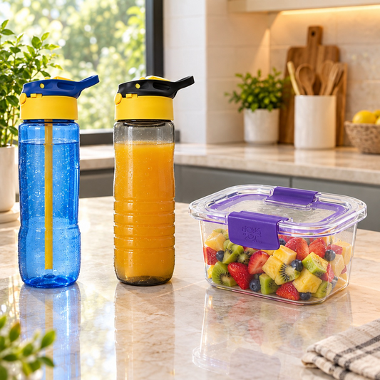 Fitness & Fresh Combo – 2x Sports Bottles + Storage Box