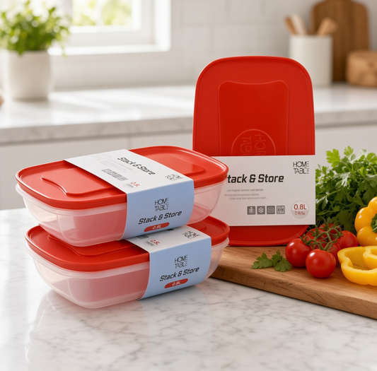 H&T Storage Rectangular Box 3Pc Set (800Ml*3)