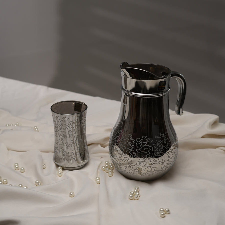 Antique Silver Hb Water Set (Glass)