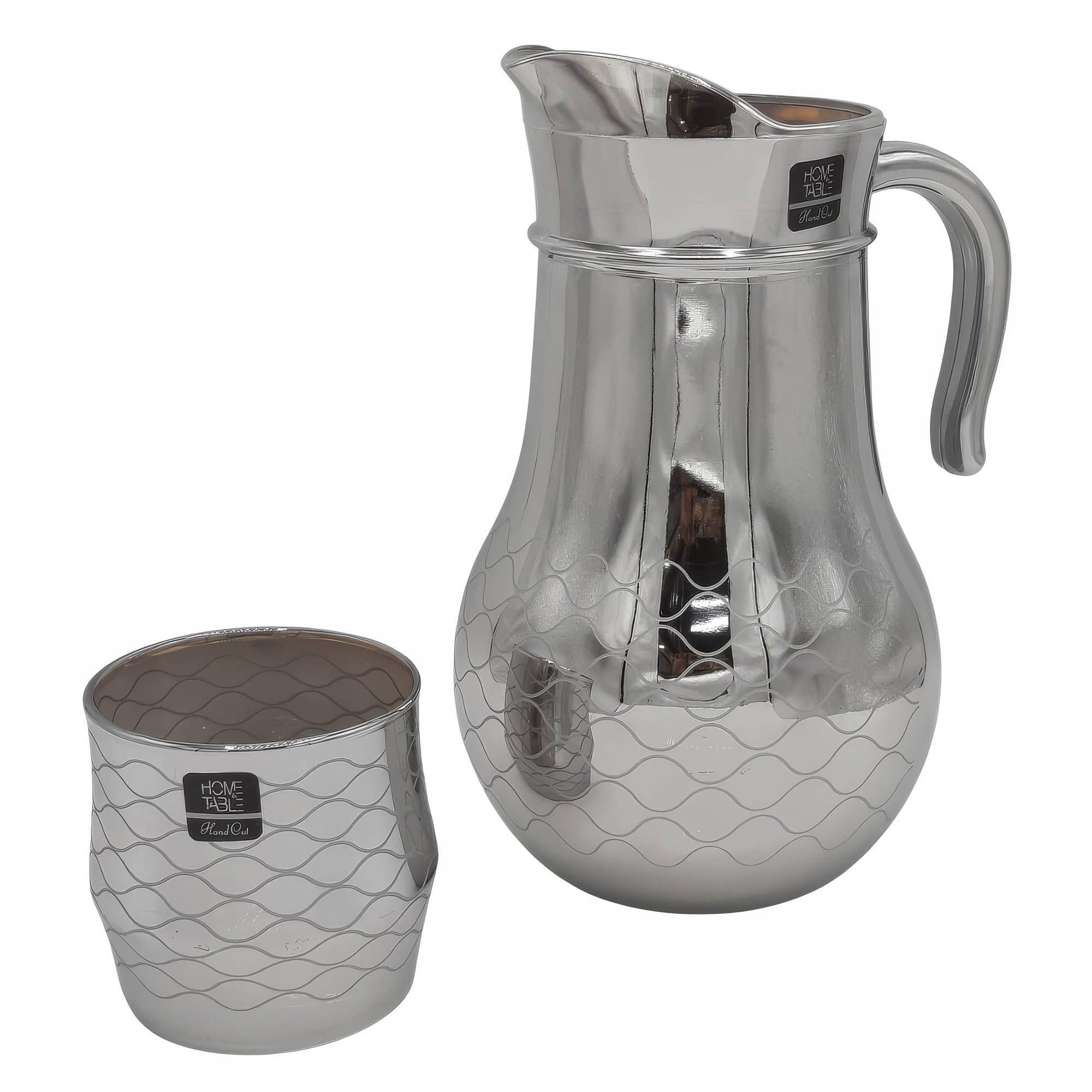 High Quality tree Printed Silver Jug Glass Set with DOF glass (Glassware)