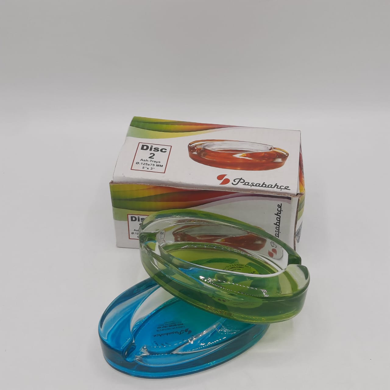 Pasabahce Stylish Disc Colour Ashtray 2Pc