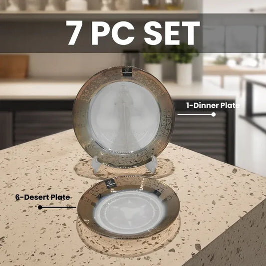 Vintage Gold Dessert Plate Set 7 PCS