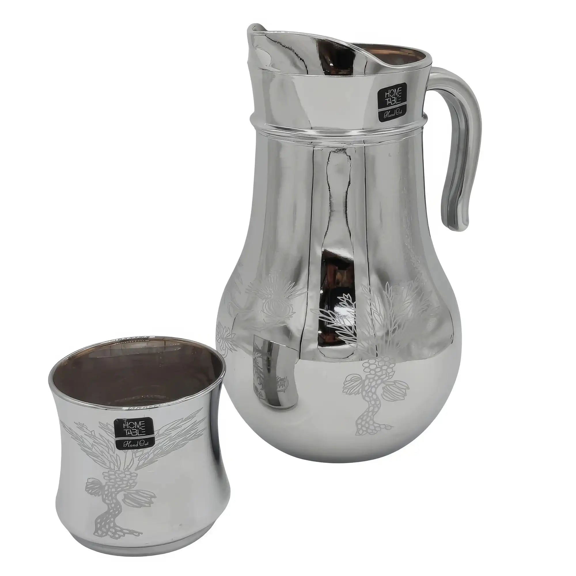Wave Pattern Printed Silver Jug glass set with DOF glass (Glassware)