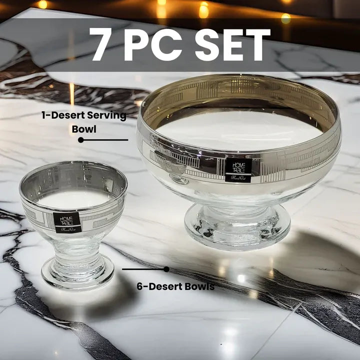 enezia Silver Opulence Dessert Set – 7 Pcs