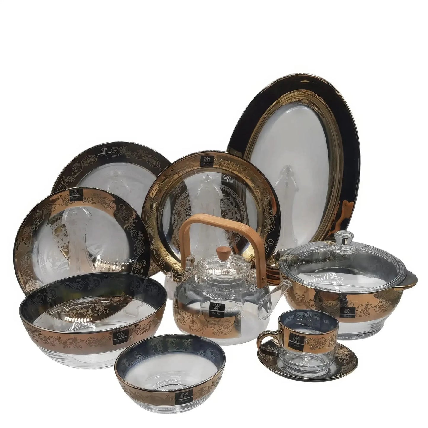 Golden Bliss Dinnerware Set – 42 Piece Gift Box