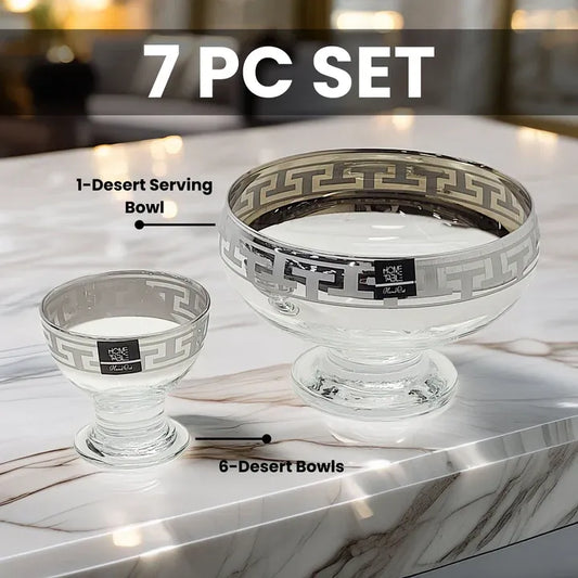 Frosted Venezia Silver Ice Cream Set – 7 Pcs