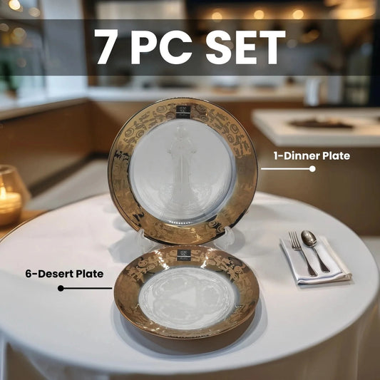 Vintage Gold Dessert Plate Set 7 PCS