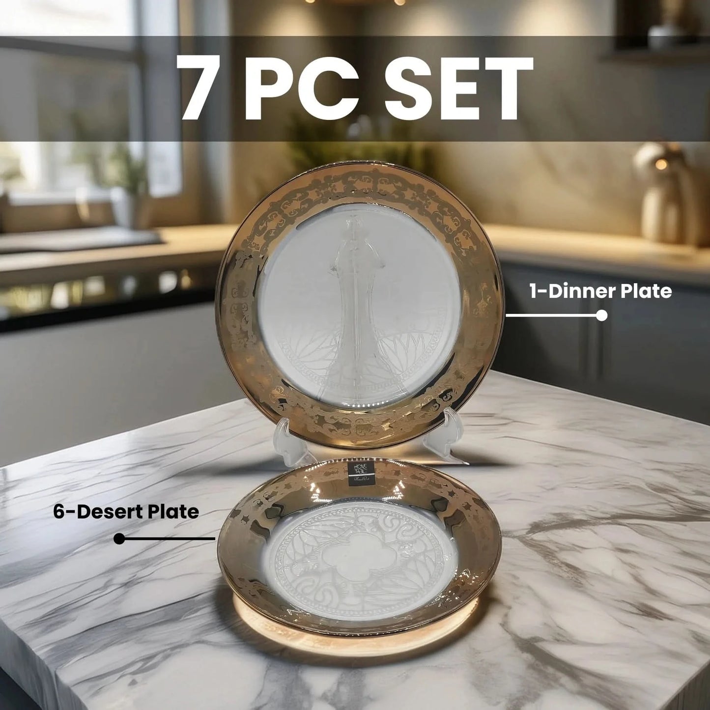 Vintage Gold Dessert Plate Set 7 PCS