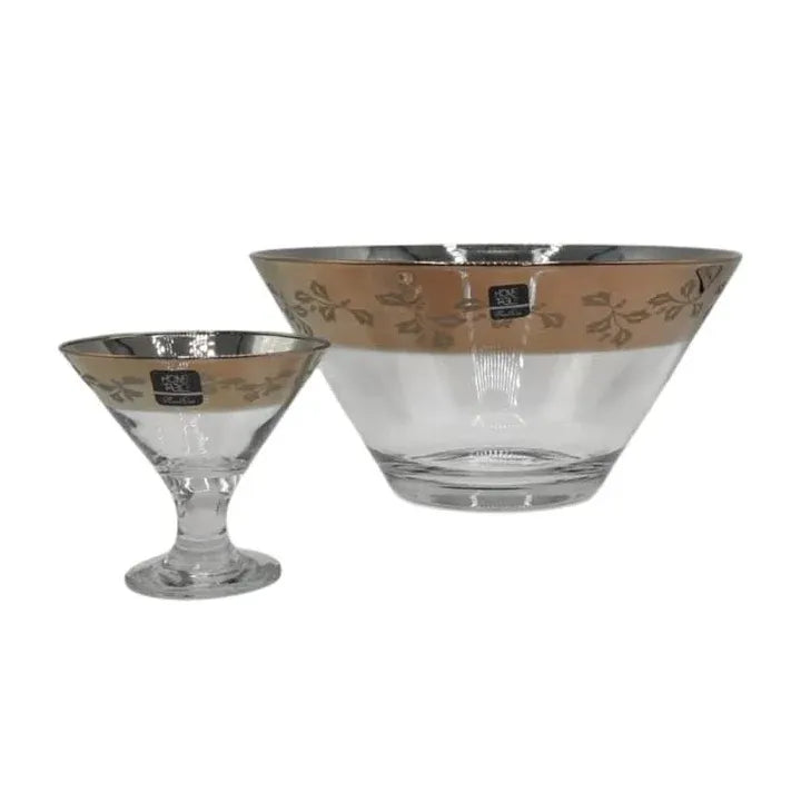 Fashionable Venezia Golden Ice Cream Set 7Pc (Glass)