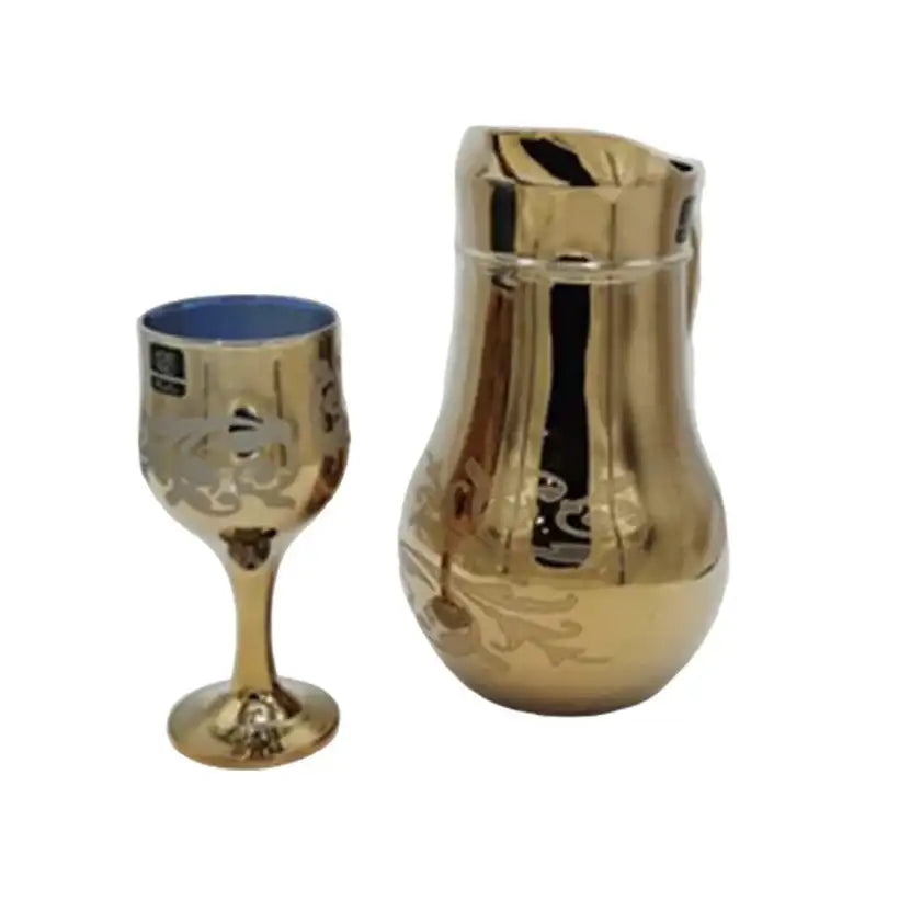 Royal Nova Golden Jug Glass Set with WINE glass 7PC (Glassware)