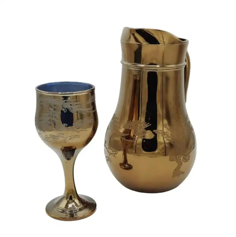 Plant Design Nova Golden Jug Glass Set with WINE glass 7PC (Glassware)