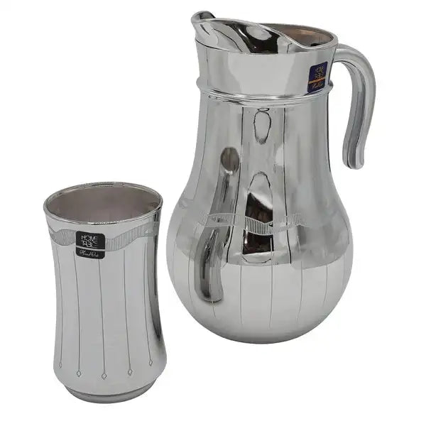 Drop Lining Printed Silver Jug glass set with HB glass-7 PC (Glassware)