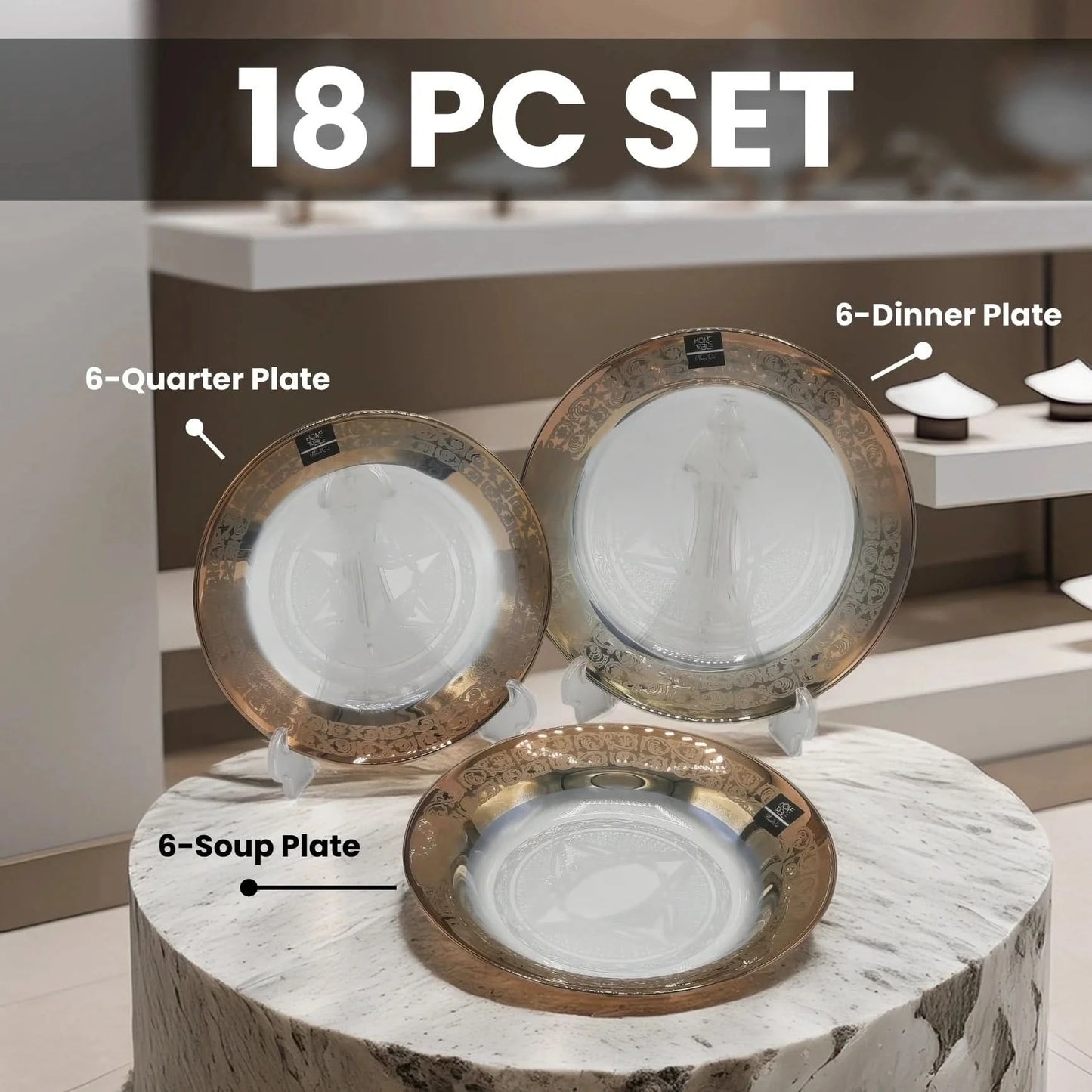 Royal Gold Slice Plate Set 18 PCS