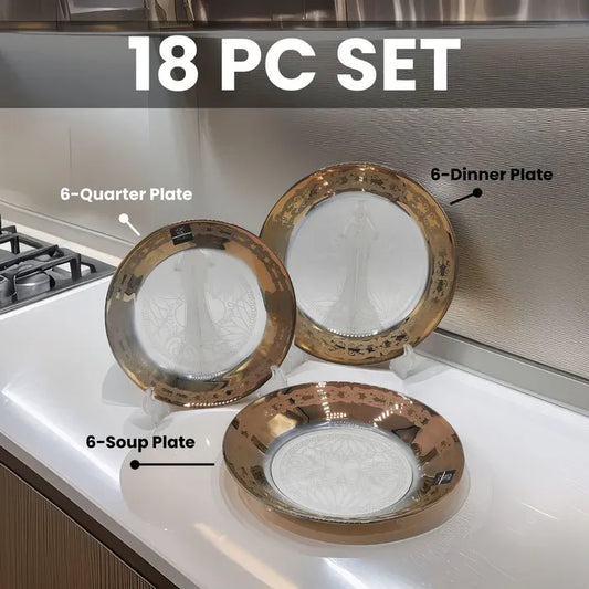 Royal Gold Slice Plate Set 18 PCS