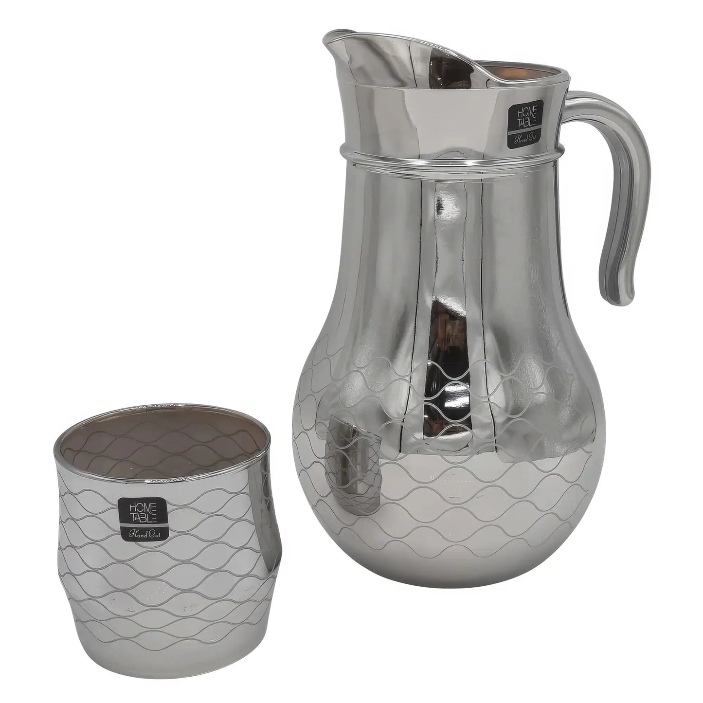 High Quality tree Printed Silver Jug Glass Set with DOF glass (Glassware)