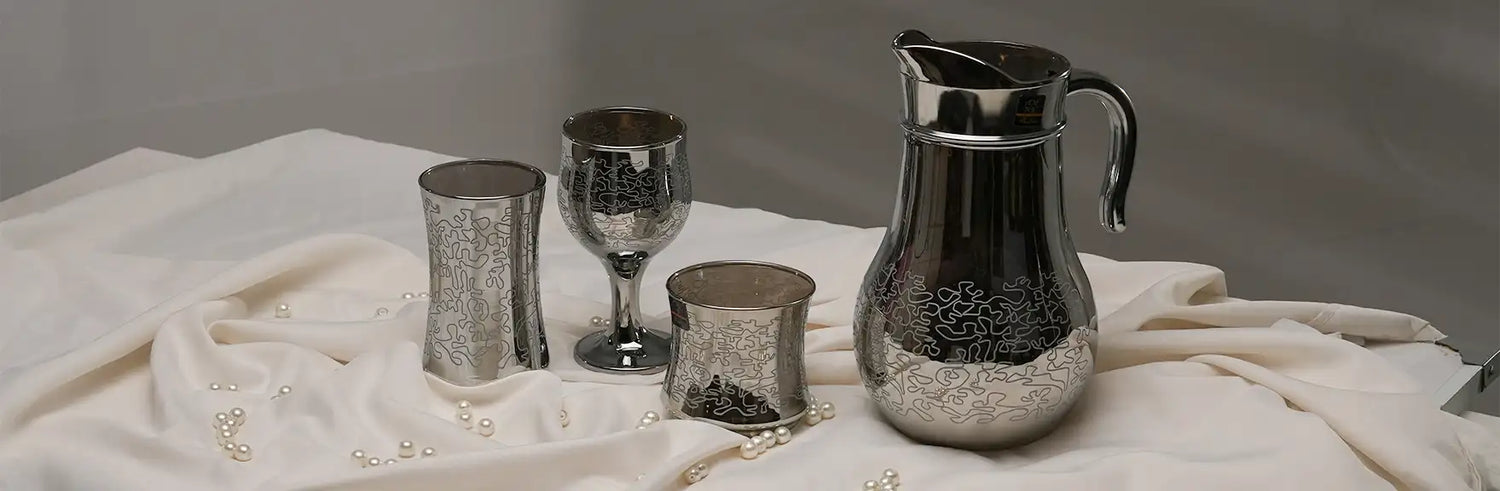 Silver Jug and Glass Set