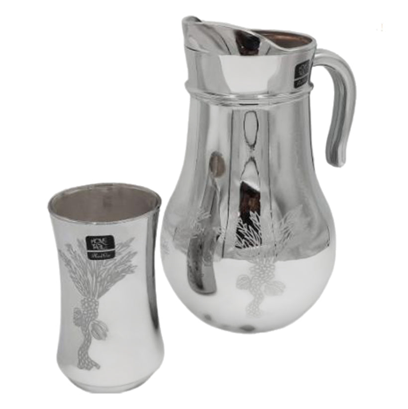 Tree Printed Silver Water Set (Glass)