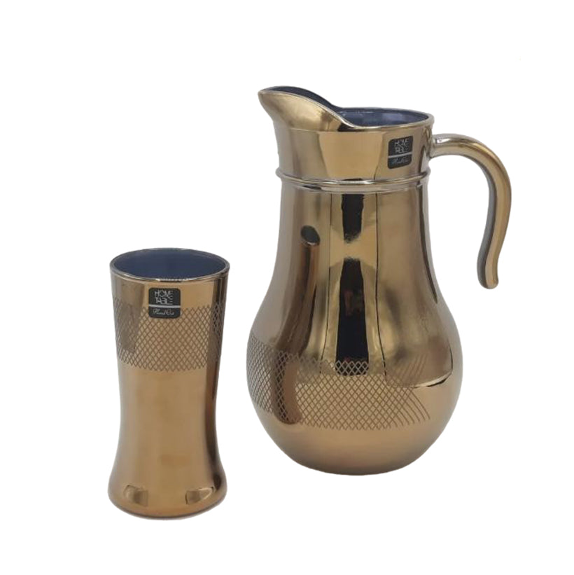 Stylish Golden Hb Water Set 7Pcs (Glass)