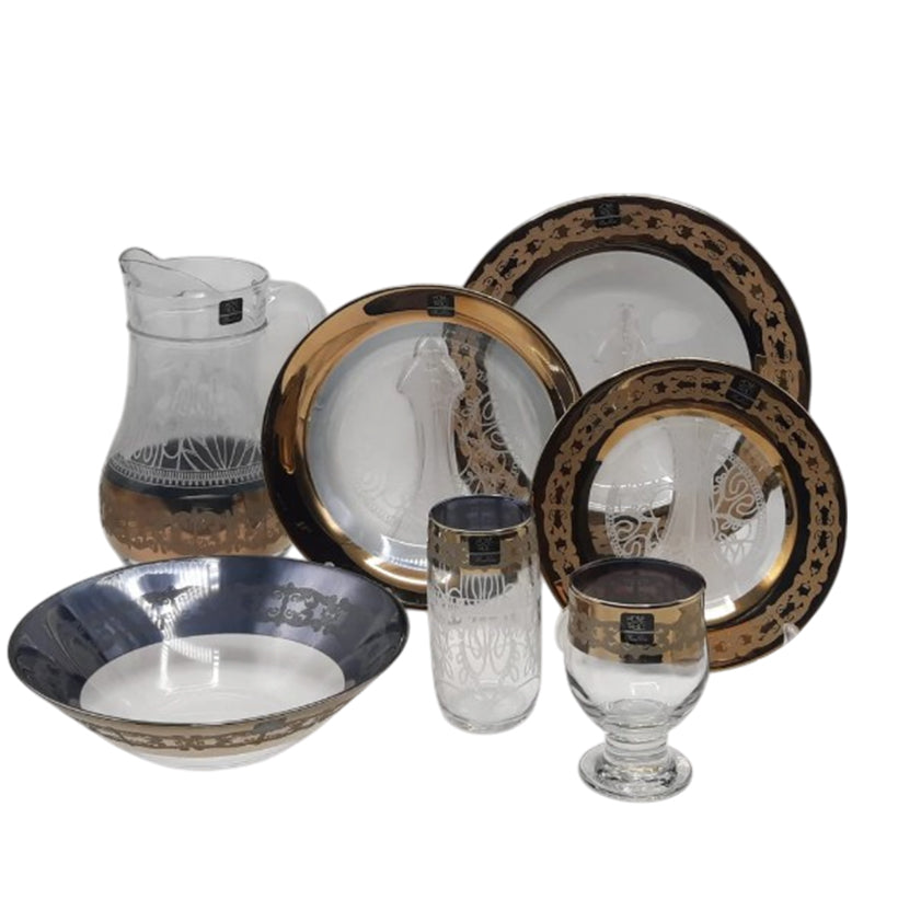 Luxurious Golden Dinnerware Set - 32 Piece Gift Box (Glass)