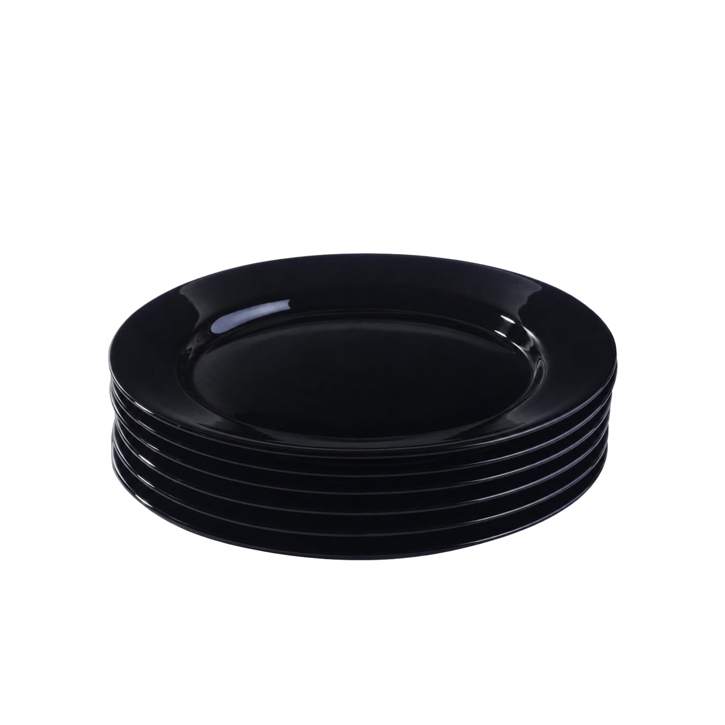 Opal Black Elegance – Set of 6 Full Size Dinner Plates