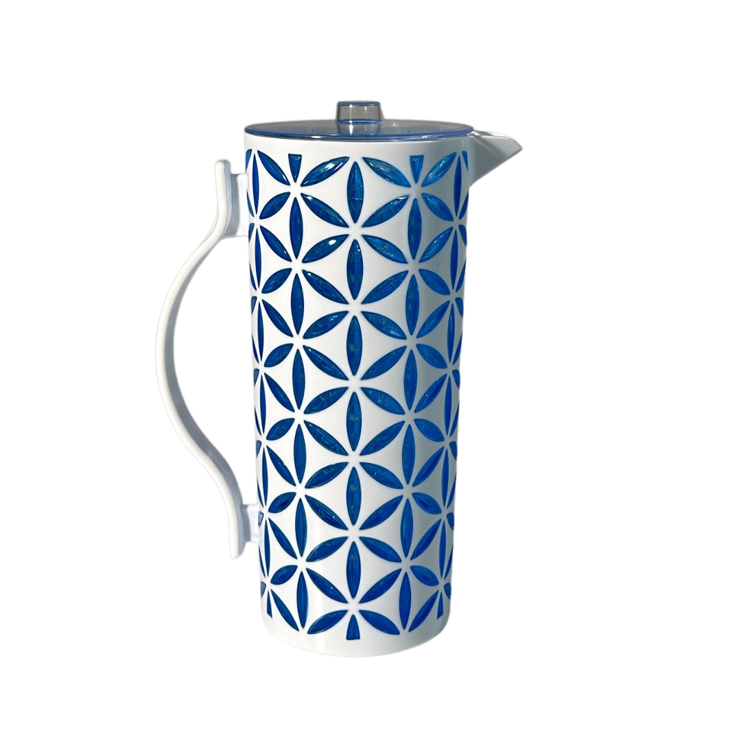 Flower Cut Double Colour White+Blue Jug 1.8L