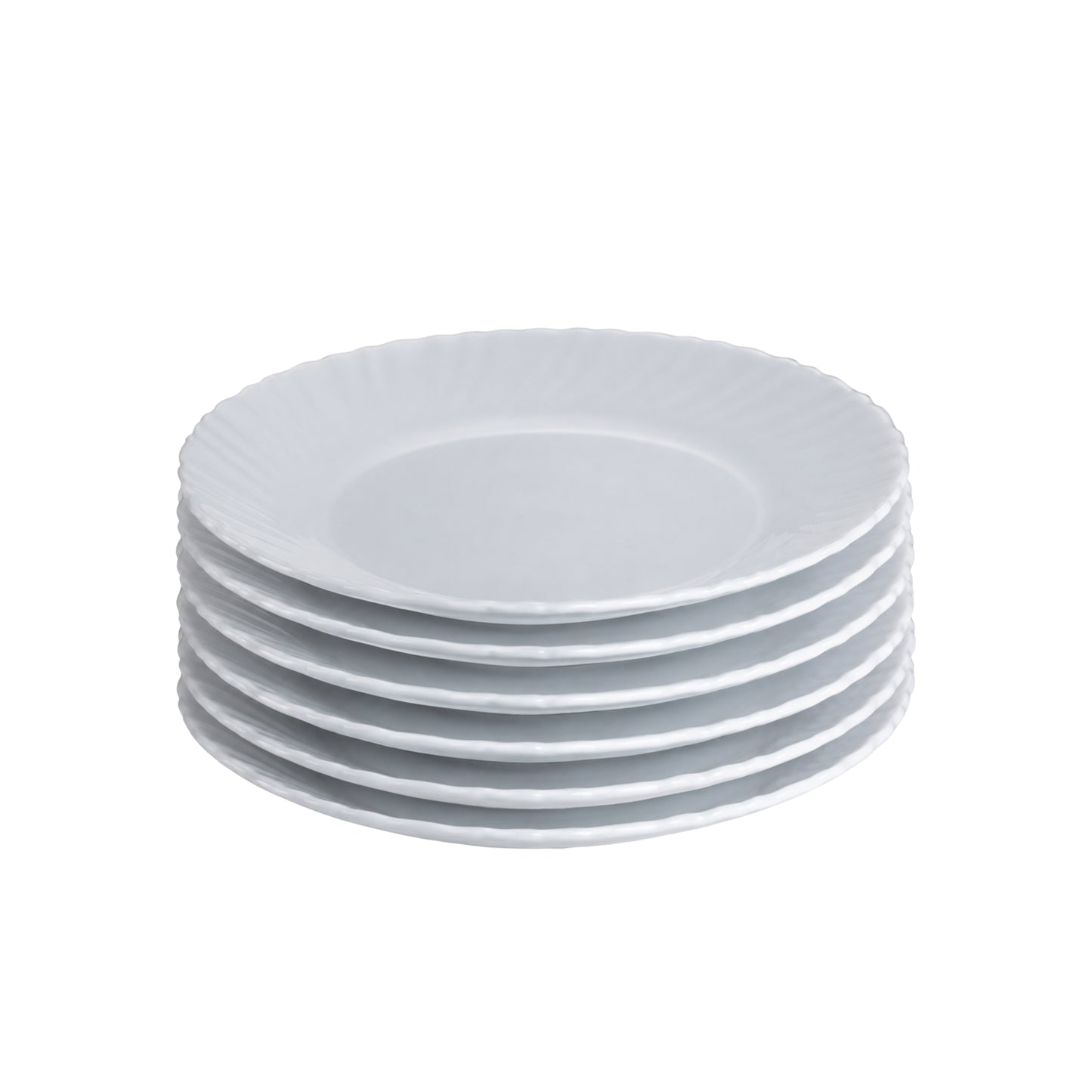 Opal White Elegance – Set of 6 Full Size Dinner Plates