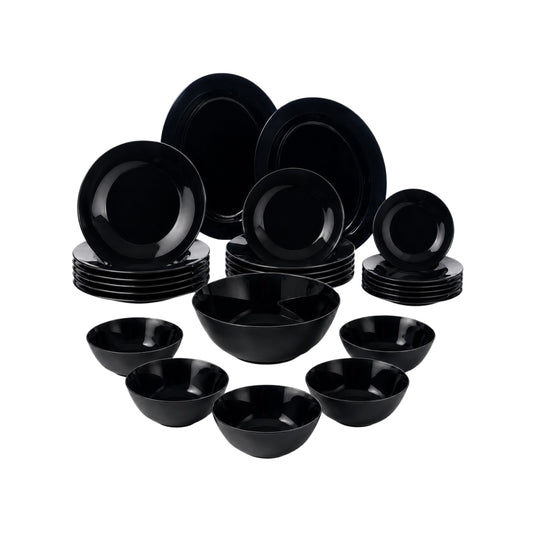 Royal Obsidian Black Dinnerware – Complete Full Dinner Set