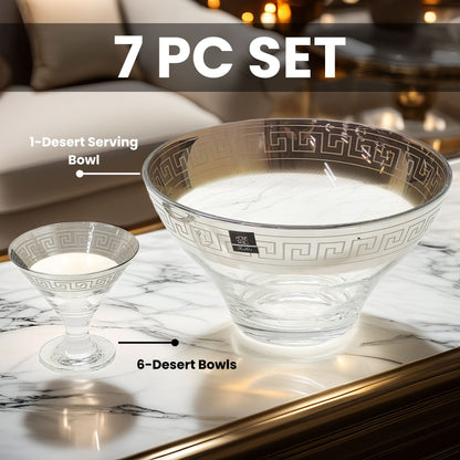 Venezia Golden Crystal Ice Cream Set – 7 Pcs