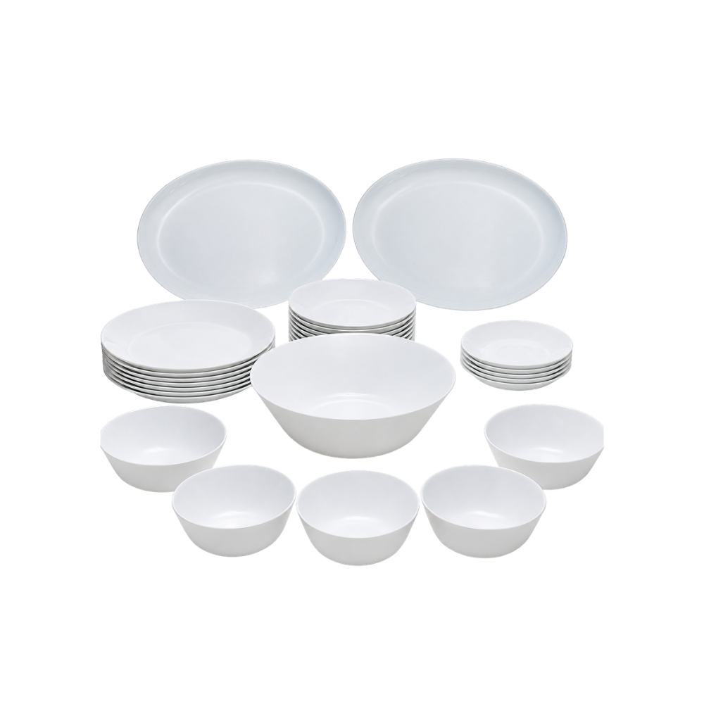 Royal Obsidian White Dinnerware – Complete Full Dinner Set