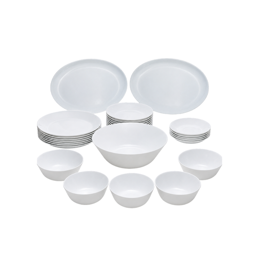 Royal Obsidian White Dinnerware – Complete Full Dinner Set