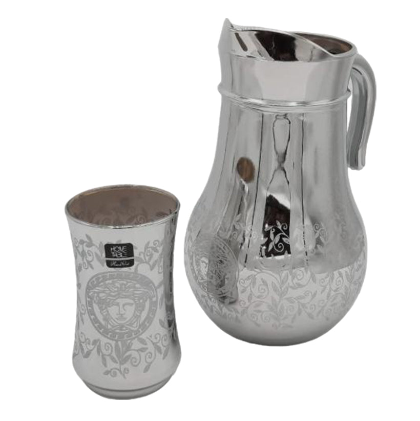 Leaves Printed Silver Hb Water Set (Glass)