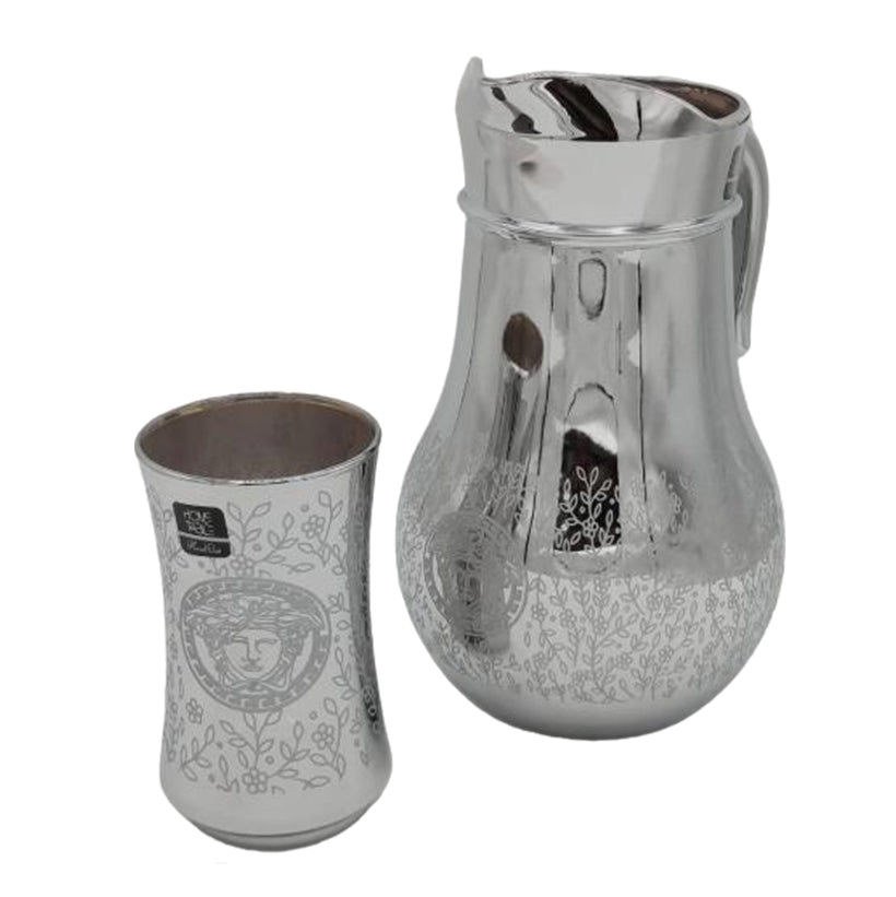 Flower And Leaves Silver Water Set (Glass)