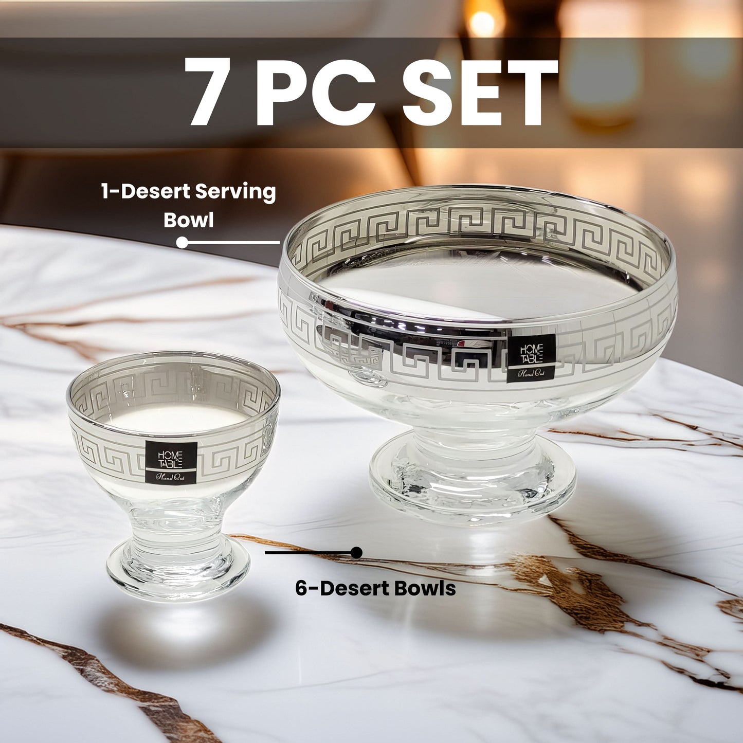 Venezia Silver Radiant Ice Cream Set – 7 Pcs
