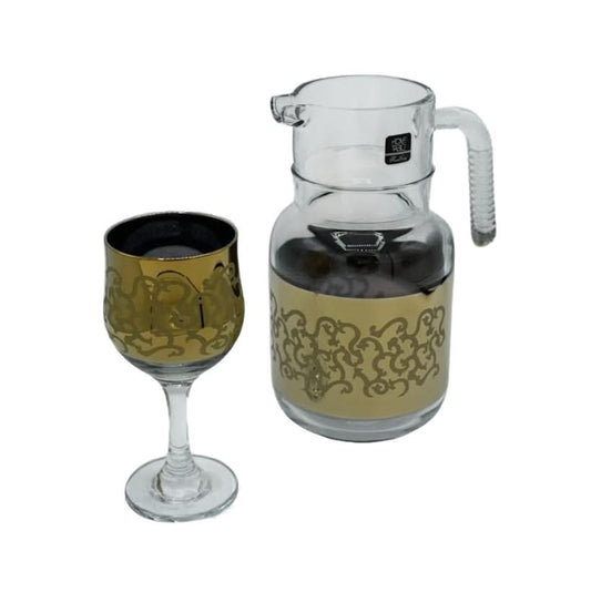 Fashionable Tulip Golden Water Set 7Pc (Glass)