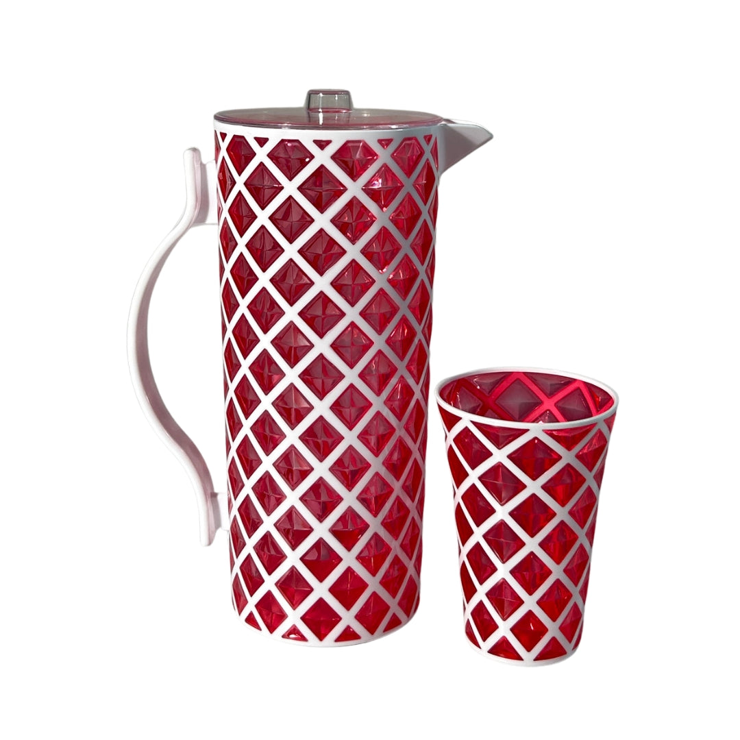 Diamond Cut Double Colour White+Red Water set 7pc