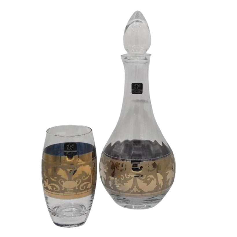 Royal Barrel Golden Carafe Set 7Pc (Glass)