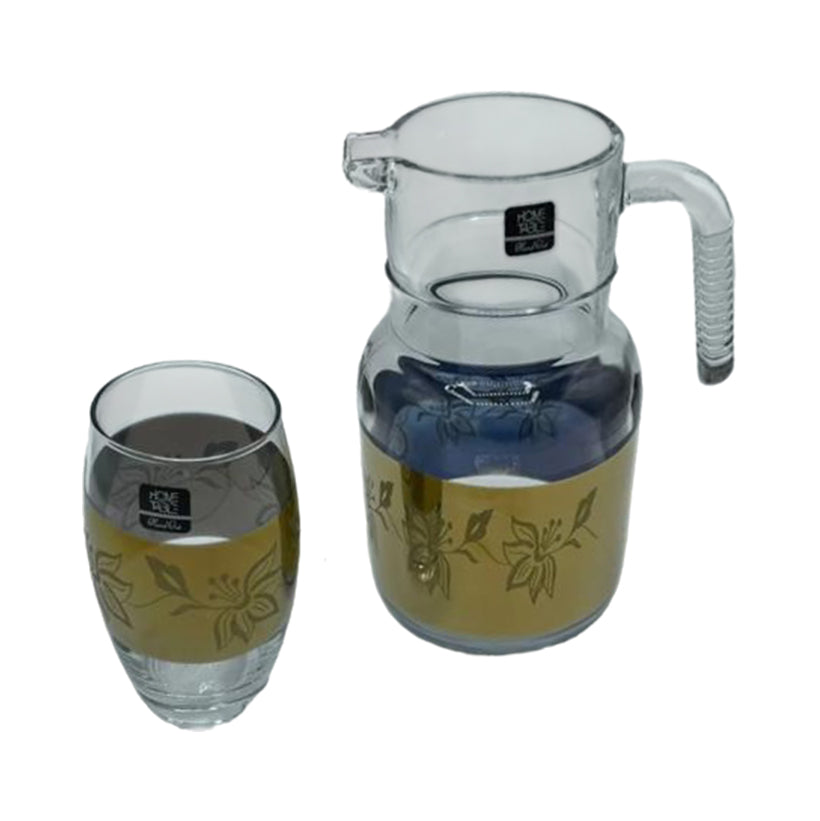 Luxury Barrel Golden Carafe Set 7Pc (Glass)