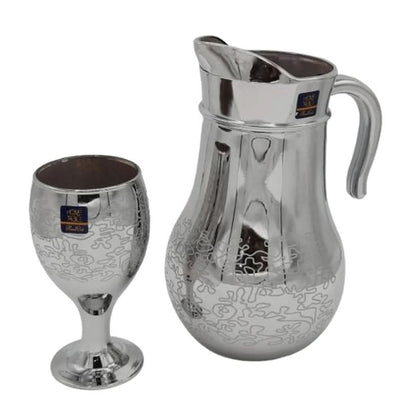 Stylish Printed Nova Silver Jug glass set with WINE glass-7 PC (Glassware)