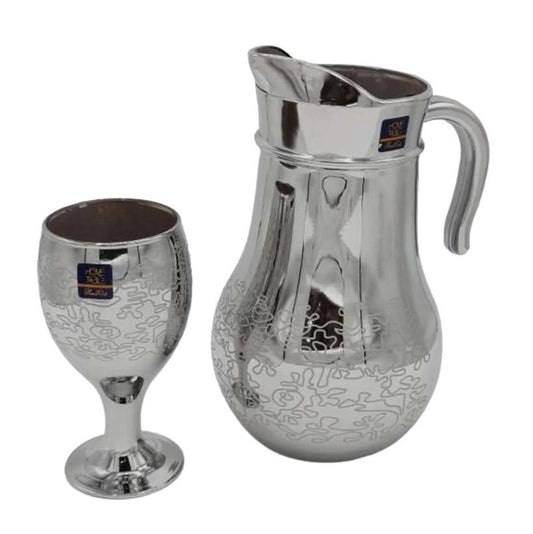 Stylish Printed Nova Silver Jug glass set with WINE glass-7 PC (Glassware)