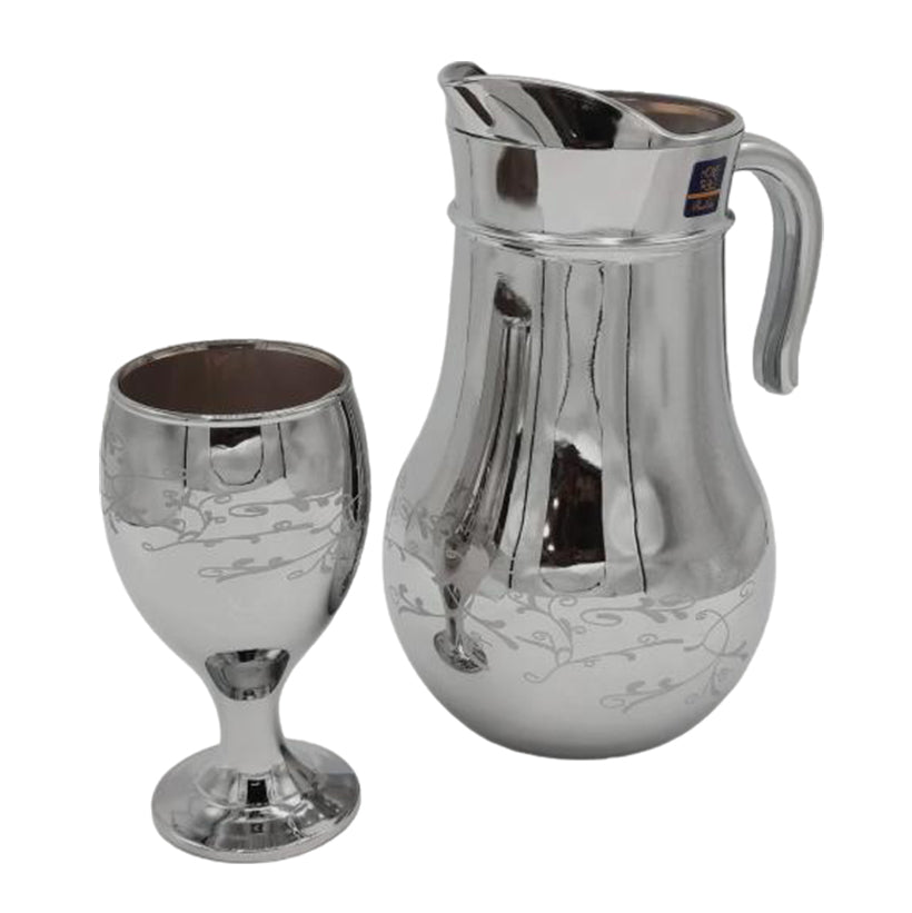 Leaves Design Nova Silver Wine Water Set (Glass)