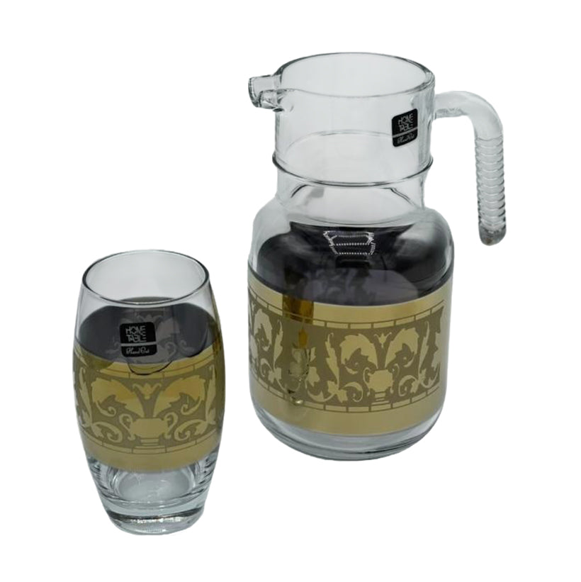 Glamorous Barrel Golden Carafe Set 7Pc (Glass)