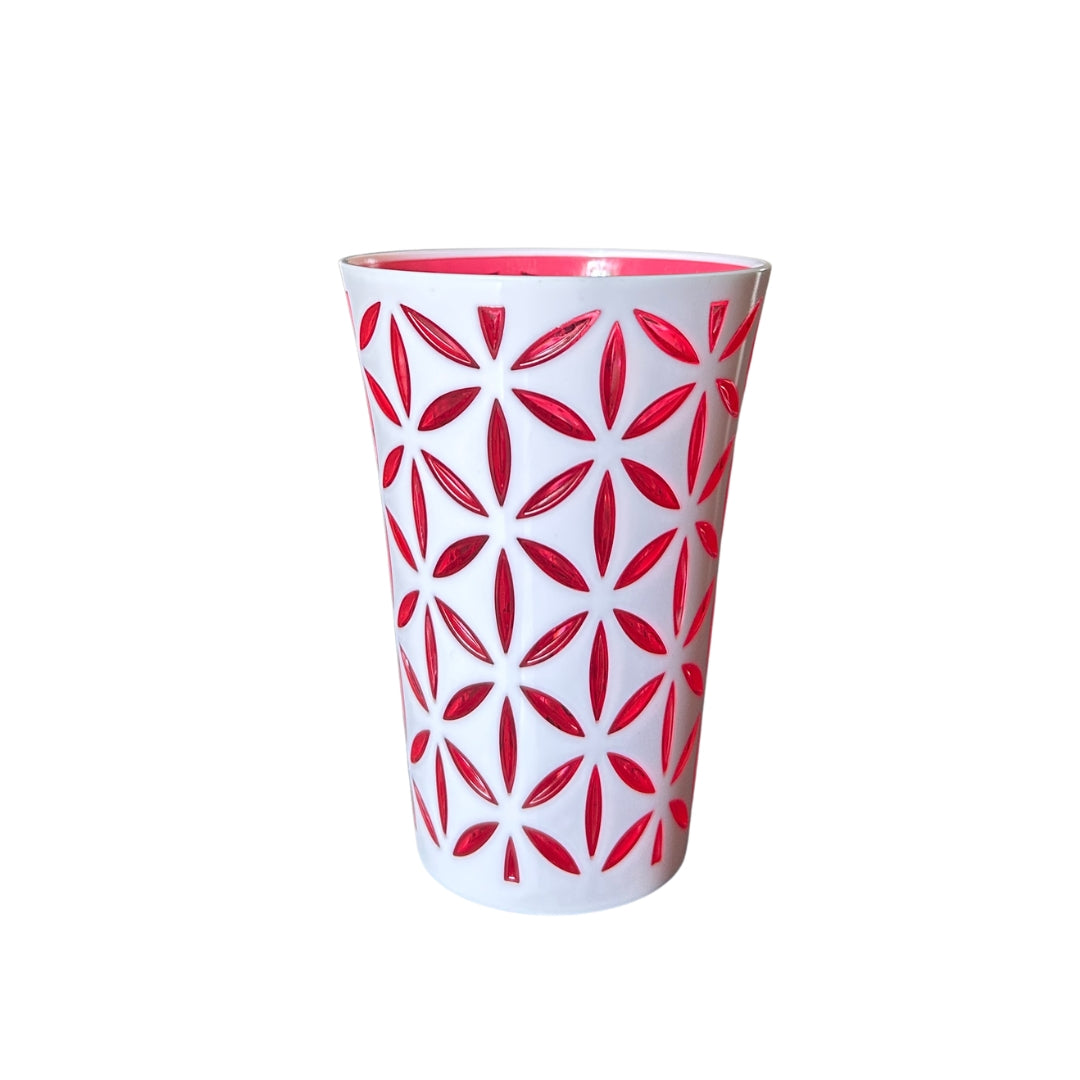 Flower Cut Double Colour White+Red Glass 380 ML