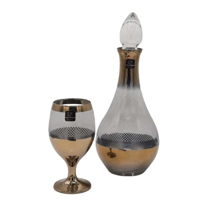 Stylish Imperial Golden Carafe Set 7Pcs (Glass)