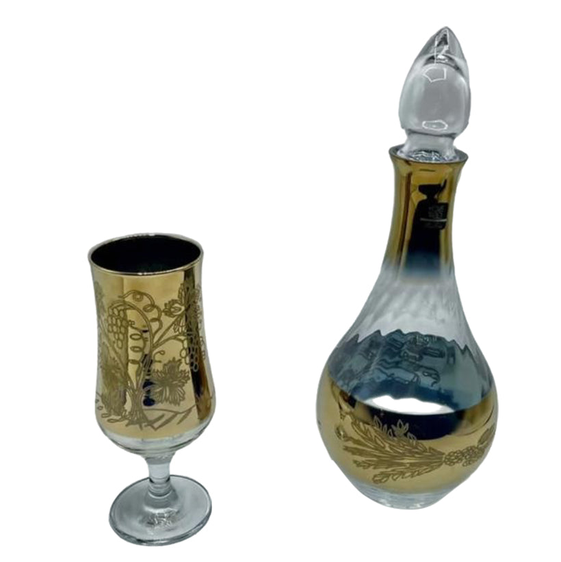 Stylish Tulip Golden Carafe Set 7Pcs (Glass)