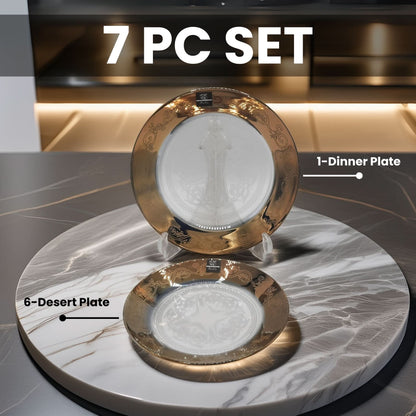 Vintage Gold Dessert Plate Set 7 PCS