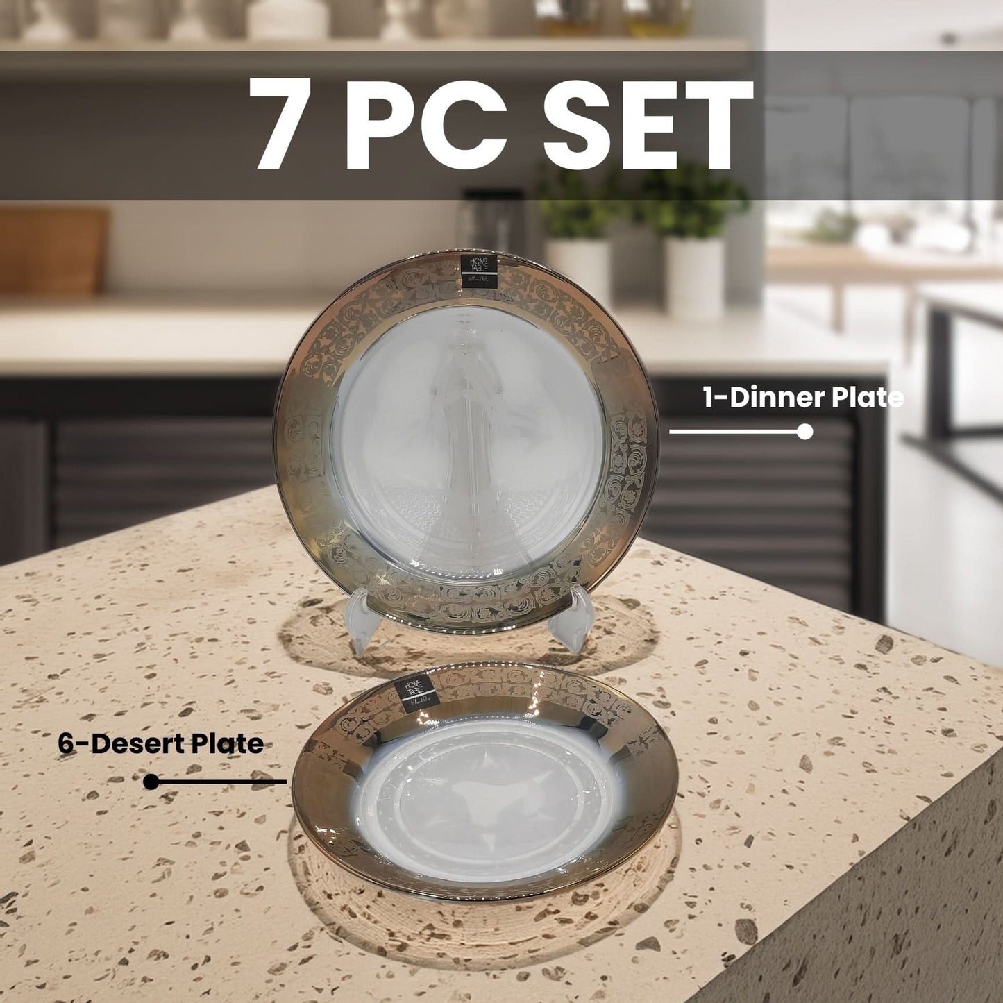 Vintage Gold Dessert Plate Set 7 PCS