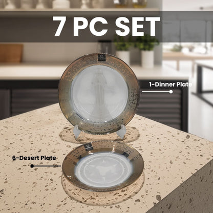 Vintage Gold Dessert Plate Set 7 PCS